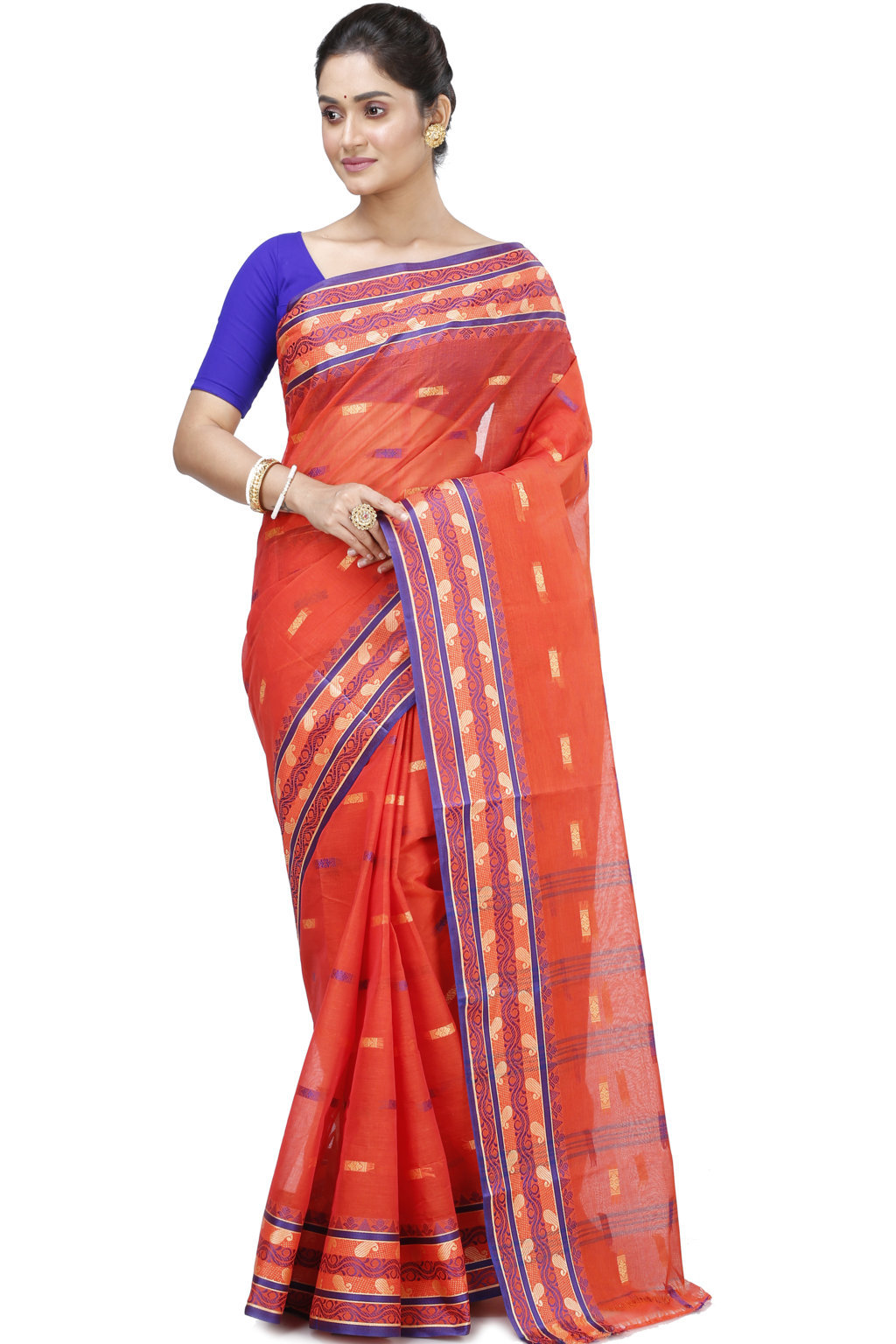 Orange Pure Cotton Gayatri Tant Saree (941)